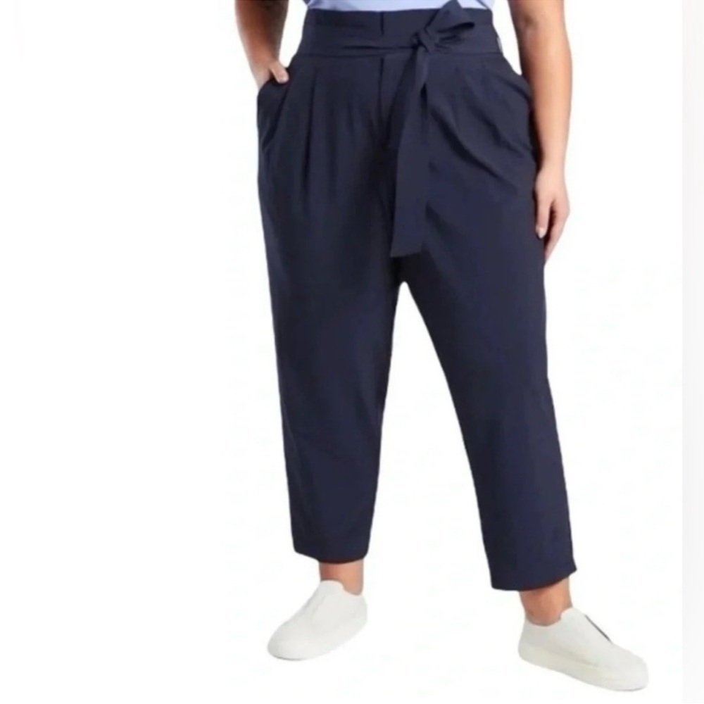 NEW ATHLETA Skyline Pant II Navy Belted Pants Trousers Size 16 Tall